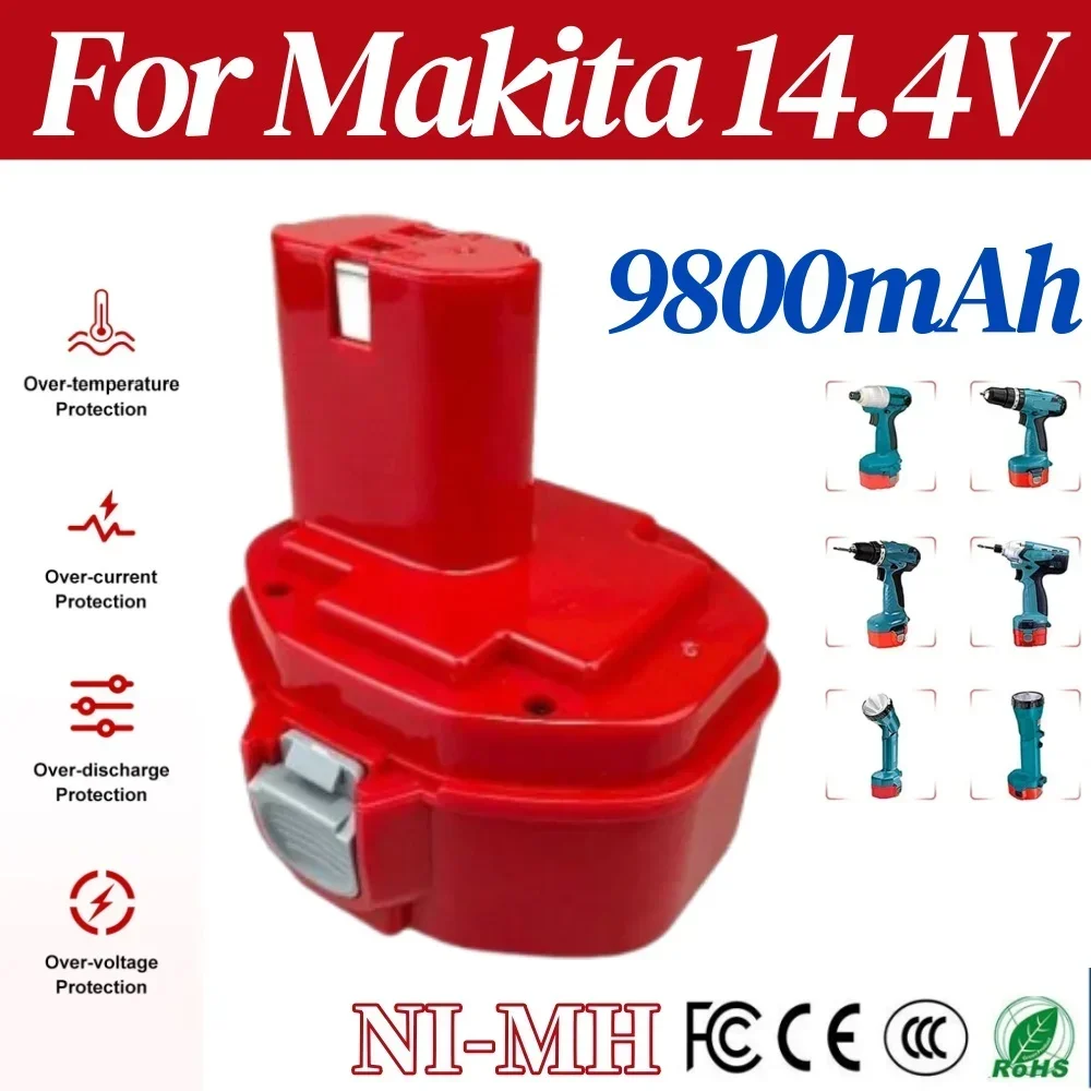 14.4V 9.8Ah NI-MH Replacement Battery For Makita PA14 1422 1433 1420 192600-1 6281D 6280D 6337D Rechargeable Batterie
14.4V 9.8Ah NI-MH Replacement Battery For Makita PA14 1422 1433 1420 192600-1 6281D 6280D 6337D Rechargeable Batterie