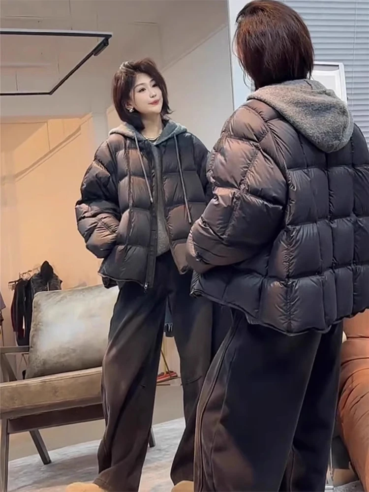 Теплый вязаный хлопковый джат с капюшоном в стиле пэчворк из пышного хлопка, женская зимняя корейская верхняя одежда больших размеров, простая атмосферная верхняя одежда
Теплый вязаный хлопковый джат с капюшоном в стиле пэчворк из пышного хлопка, женская зимняя корейская верхняя одежда больших размеров, простая атмосферная верхняя одежда