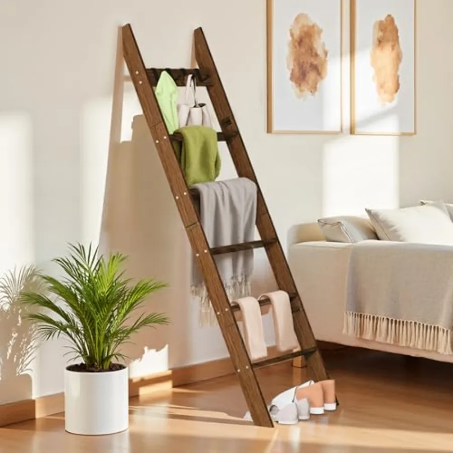 6-Tier Blanket Ladder for Living Room 5.6FT Pine Wood Quilt Rack with 4 Anti-Slip Straps and 4 Removable Hooks Lightweight Easy
6-Tier Blanket Ladder for Living Room 5.6FT Pine Wood Quilt Rack with 4 Anti-Slip Straps and 4 Removable Hooks Lightweight Easy