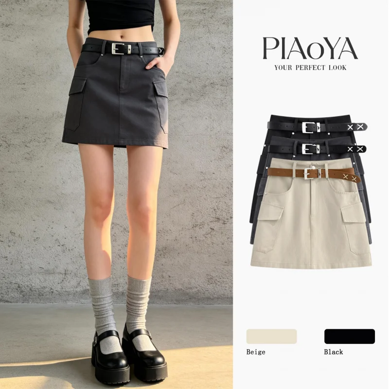High-waistedAWomen's summer new versatile slim-fit multi-pocket workwear skirt with belt decoration for commuting
High-waistedAWomen's summer new versatile slim-fit multi-pocket workwear skirt with belt decoration for commuting
