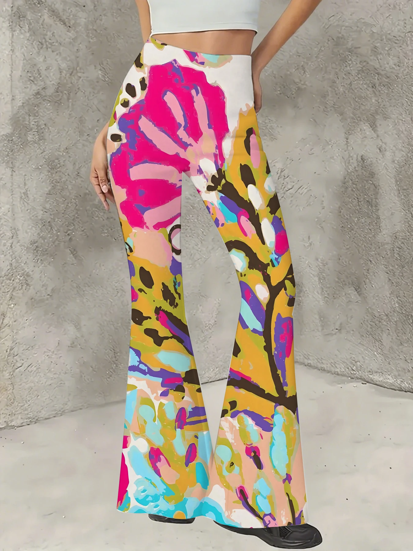 Women's Flared Pants Vibrant Abstract Watercolor Print High Waist Casual Bell Bottom
Women's Flared Pants Vibrant Abstract Watercolor Print High Waist Casual Bell Bottom