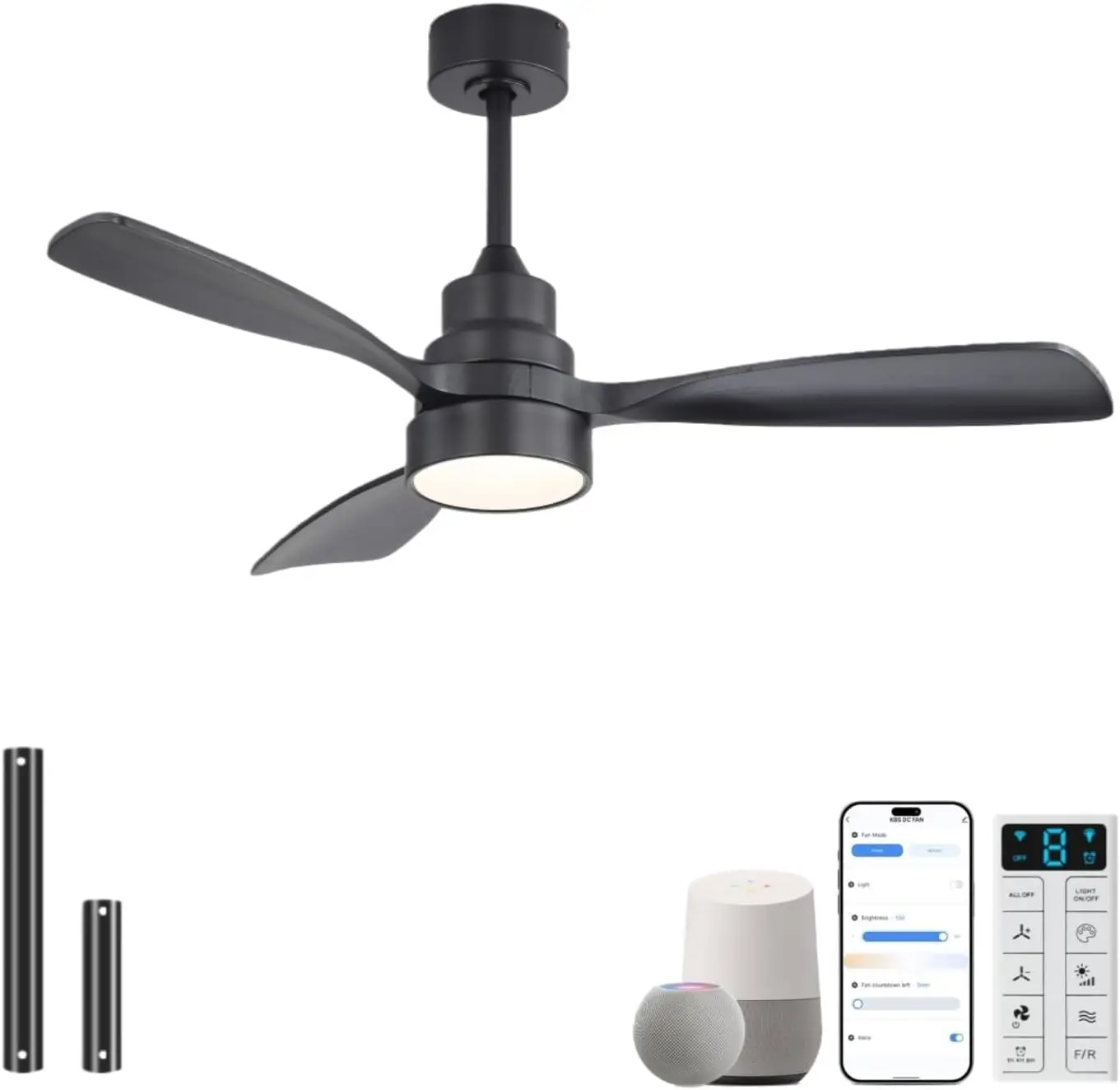 Smart Ceiling Fan with Lights, 48 Inch, Flush Mount and Downrod Mount, Compatible with Alexa, Google Assistant, App & Remote Control, Modern Outdoor Fan for Bedroom, Farmhouse, Patio, Black
Smart Ceiling Fan with Lights, 48 Inch, Flush Mount and Downrod Mount, Compatible with Alexa, Google Assistant, App & Remote Control, Modern Outdoor Fan for Bedroom, Farmhouse, Patio, Black