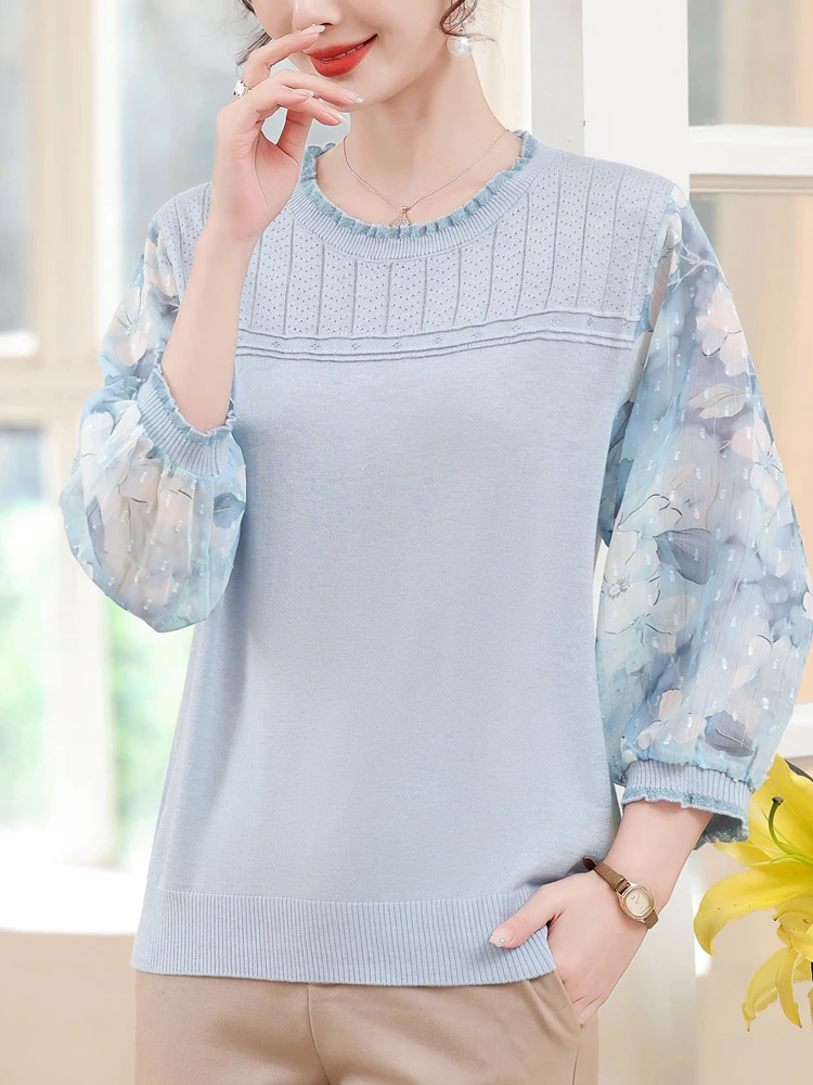 Print Knitted T Shirt Women Sweater Pullovers 2024 Summer Clothes For Women Tees Top Chiffon Sleeve Women's T-shirt
Print Knitted T Shirt Women Sweater Pullovers 2024 Summer Clothes For Women Tees Top Chiffon Sleeve Women's T-shirt