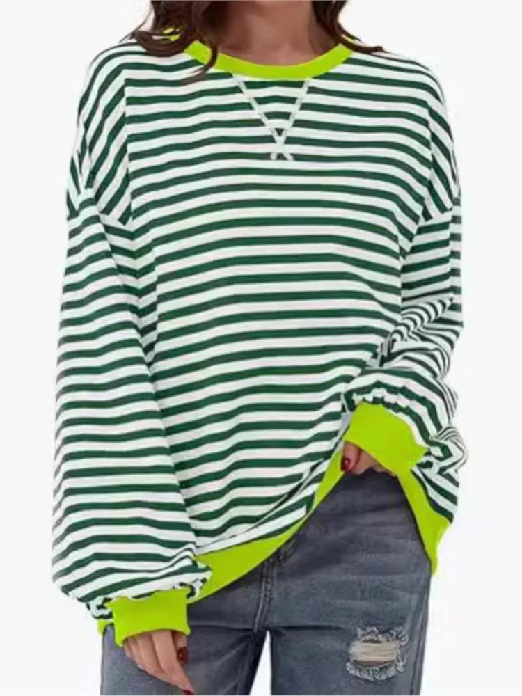 2024 Autumn Women's Clothing New Simple And Fashionable Striped Round Neck Color Blocked Casual Pullover Long Sleeved Sweatshirt
2024 Autumn Women's Clothing New Simple And Fashionable Striped Round Neck Color Blocked Casual Pullover Long Sleeved Sweatshirt