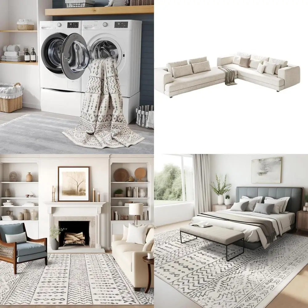 8x10 Moroccan-Style Soft Thin Washable Area Rug with Anti-Slip Backing for Living Spaces, Ivory
8x10 Moroccan-Style Soft Thin Washable Area Rug with Anti-Slip Backing for Living Spaces, Ivory