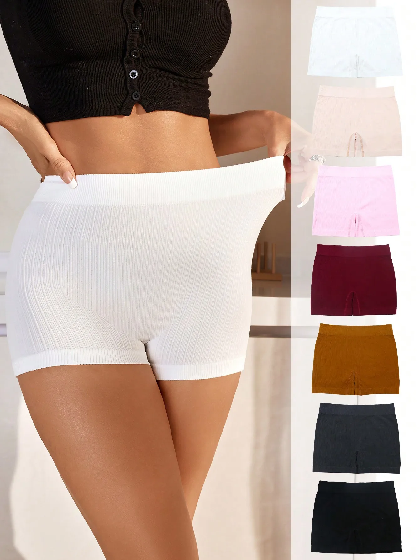 7pcs Women's Solid Color & Striped Knit Panties
7pcs Women's Solid Color & Striped Knit Panties