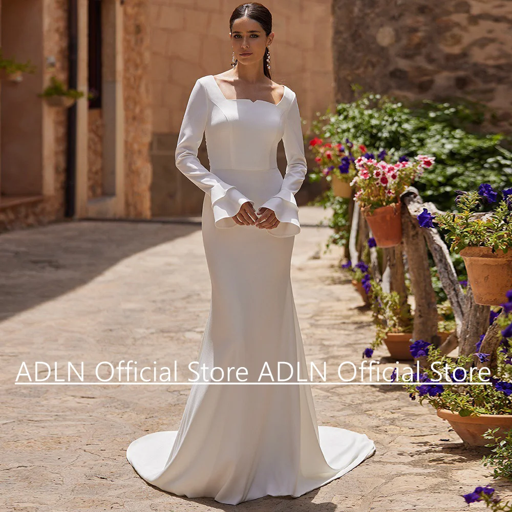 Modern Mermaid Wedding Dresses Customized Bridal Gown Sqaure Neck Flare Sleeves Applique Sweep Train Bride Vestidos De Novia
Modern Mermaid Wedding Dresses Customized Bridal Gown Sqaure Neck Flare Sleeves Applique Sweep Train Bride Vestidos De Novia