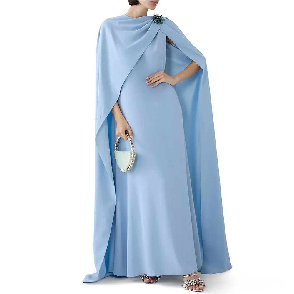 Elegant Sky Blue Evening Dress Mermaid Formal Party Gown Floor Length Prom Dress With Shawl Saudi Arabia Dress
Elegant Sky Blue Evening Dress Mermaid Formal Party Gown Floor Length Prom Dress With Shawl Saudi Arabia Dress