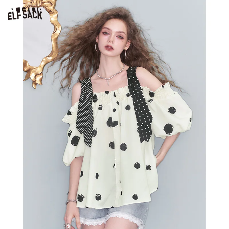 ELFSACK 2025 Summer New Arrival Sweet One-Length Shoulder Polka Dot Blouse Trim Patchwork Bubble Sleeve Women's Blouse
ELFSACK 2025 Summer New Arrival Sweet One-Length Shoulder Polka Dot Blouse Trim Patchwork Bubble Sleeve Women's Blouse