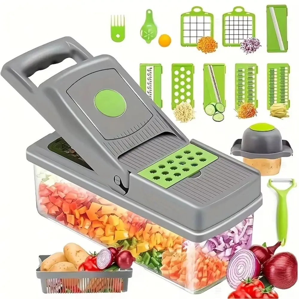 16-In-1 Function Kitchen Vegetable Cutter Carrot Grater Compact Vegetable Slicer Potato Peeler Portable Fruit Slicer
16-In-1 Function Kitchen Vegetable Cutter Carrot Grater Compact Vegetable Slicer Potato Peeler Portable Fruit Slicer