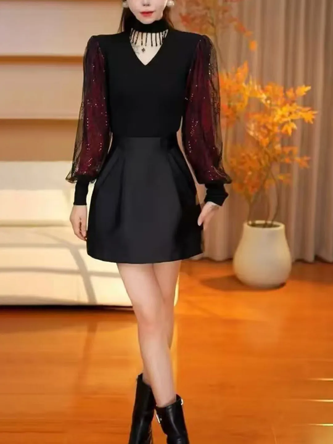 Spring Autumn 2026 Fashion Tassel Trim Sequin Patchwork Lantern Sleeve Base Shirt Flower Bud Skirt Two Piece Set Elegant Style
Spring Autumn 2026 Fashion Tassel Trim Sequin Patchwork Lantern Sleeve Base Shirt Flower Bud Skirt Two Piece Set Elegant Style