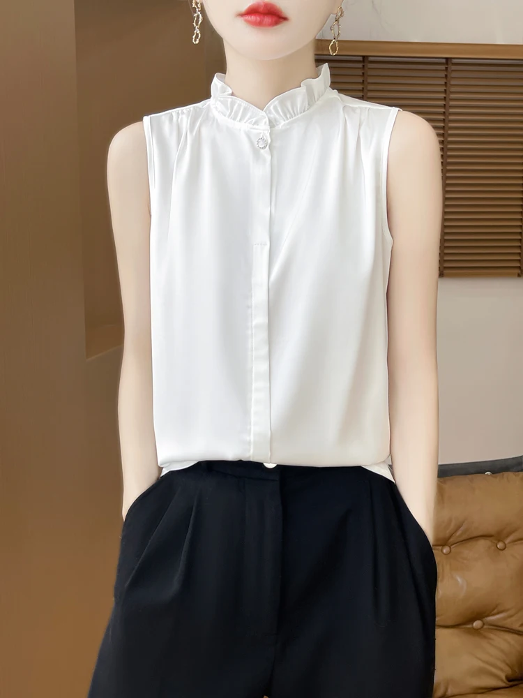 Silk Shantung Sleeveless Stand Collar Blouse Top Summer New Style Gauze Shirt Inner Wear Base Layer Premium Feeling Vest
Silk Shantung Sleeveless Stand Collar Blouse Top Summer New Style Gauze Shirt Inner Wear Base Layer Premium Feeling Vest