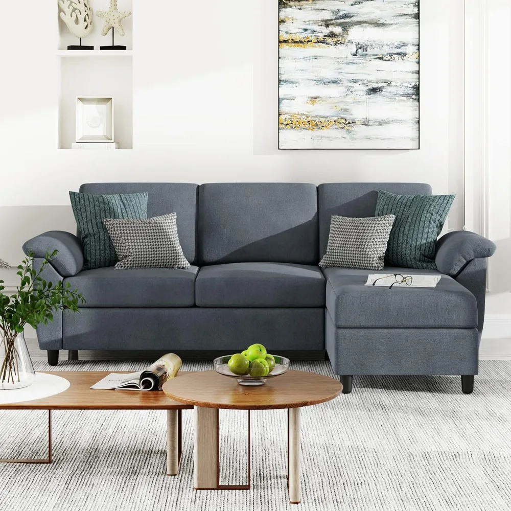 79" Convertible Sectional Sofa Couch, 3 Seat L Shaped Sofa With Removable Pillows Linen Fabric Small Couch,Living Room Sofas
79" Convertible Sectional Sofa Couch, 3 Seat L Shaped Sofa With Removable Pillows Linen Fabric Small Couch,Living Room Sofas