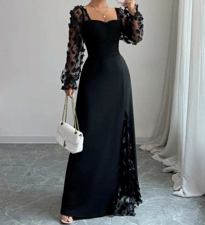 Womens Dresses 2025 Spring New Elegant Sophisticated Long Sleeved Mesh Splicing Square Neck Long Skirt Dress for Women's Wear
Womens Dresses 2025 Spring New Elegant Sophisticated Long Sleeved Mesh Splicing Square Neck Long Skirt Dress for Women's Wear