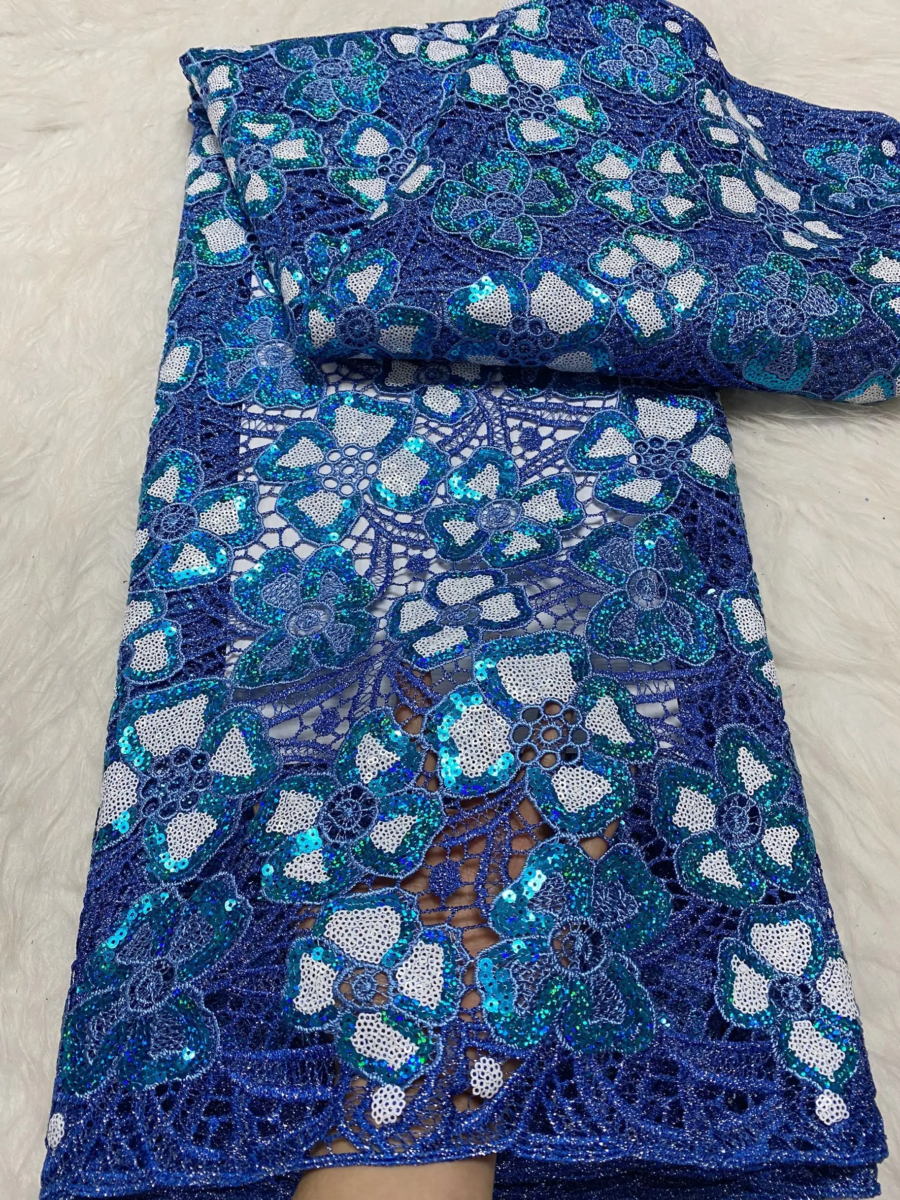 NICEME Bule African Nigerian Lace With Sequins Tulle Lace Fabric 5 Yards For Party Dress
NICEME Bule African Nigerian Lace With Sequins Tulle Lace Fabric 5 Yards For Party Dress