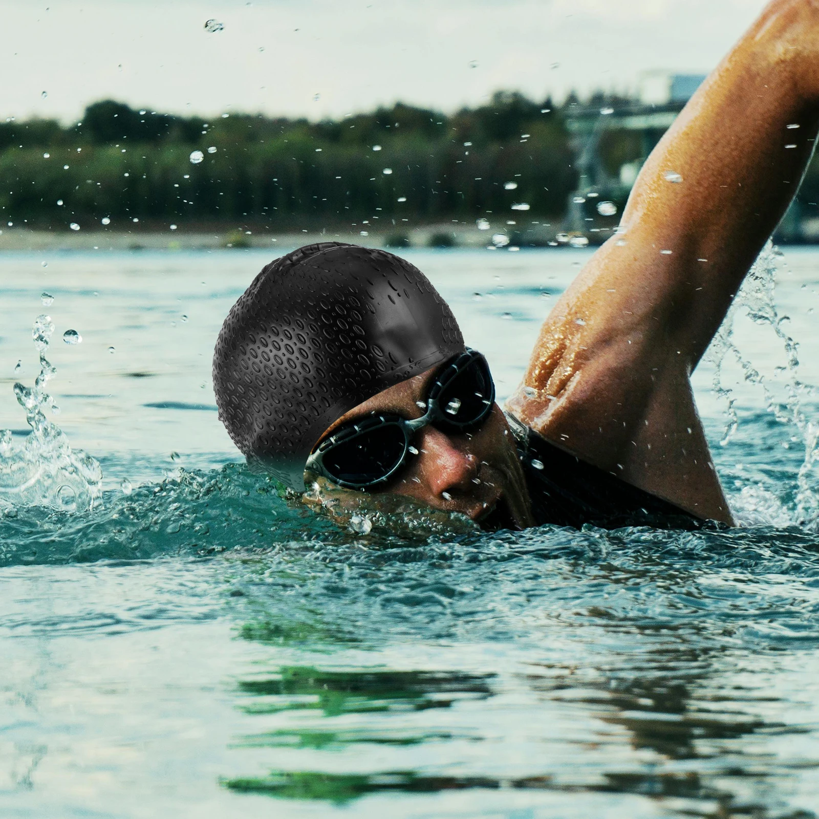 Silicone Swimming Cap 23x18cm Black Eco Friendly Waterproof Flexible Dripping Design Hair Protection Reusable Swim Hat
Silicone Swimming Cap 23x18cm Black Eco Friendly Waterproof Flexible Dripping Design Hair Protection Reusable Swim Hat