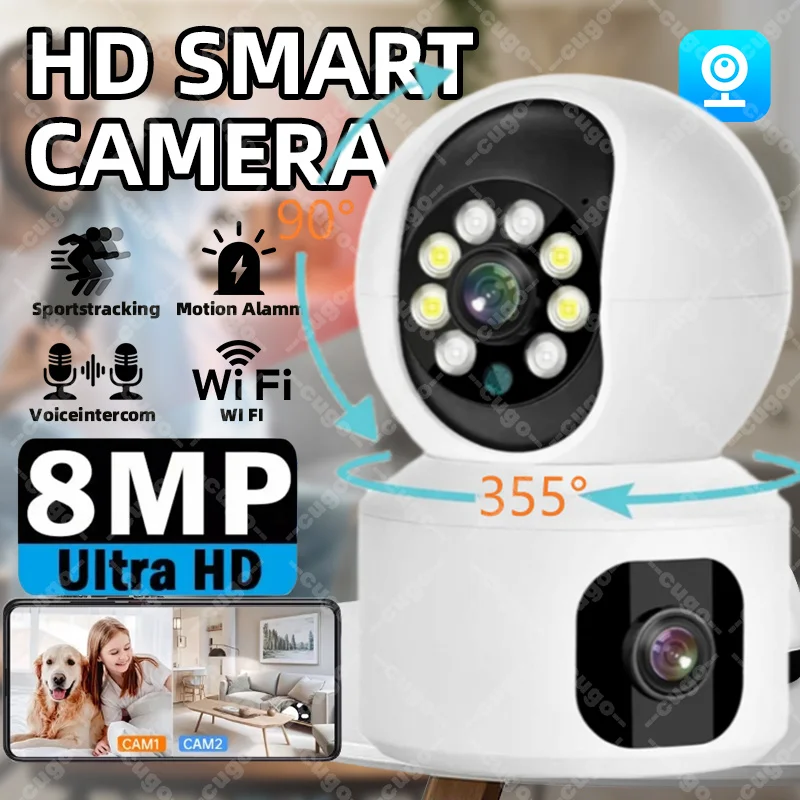 8-мегапиксельная Wi-Fi IP-камера с 8-кратным зумом, двойной экран, двойной объектив, камера безопасности, радионяня, автоматическое отслеживание, двусторонняя аудио, беспроводная PTZ-камера
8-мегапиксельная Wi-Fi IP-камера с 8-кратным зумом, двойной экран, двойной объектив, камера безопасности, радионяня, автоматическое отслеживание, двусторонняя аудио, беспроводная PTZ-камера