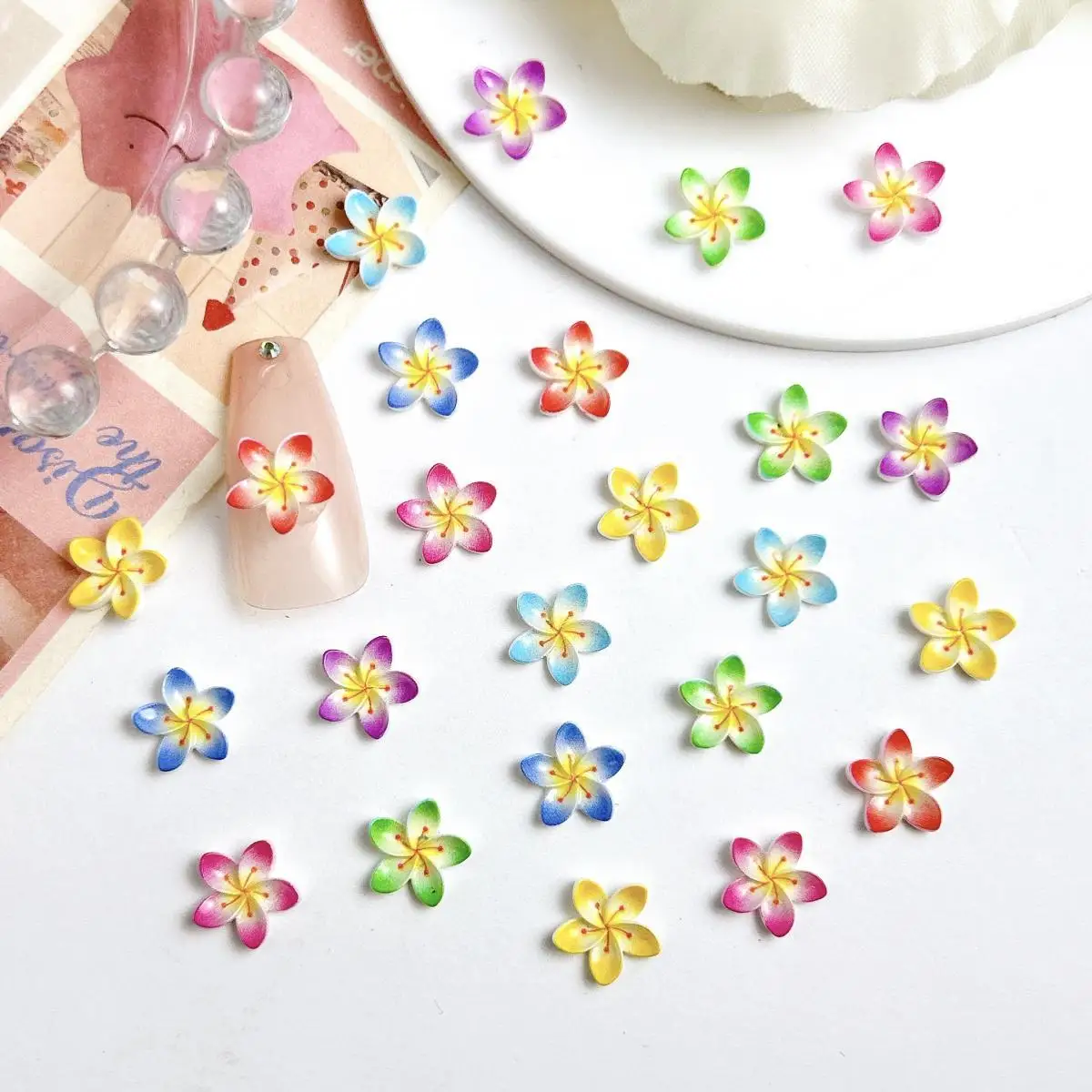 Randomly Mixed 7-Color Five Petal Flower Nail Art Decoration Sweet Resin Frangipani Nail Charms Parts Supplies For Manicure DIY
Randomly Mixed 7-Color Five Petal Flower Nail Art Decoration Sweet Resin Frangipani Nail Charms Parts Supplies For Manicure DIY