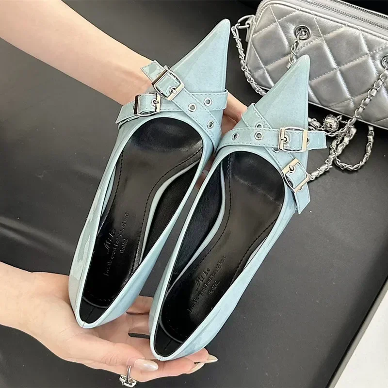 Elegant Patent Leather Metal Belt Buckle Designer Women Pumps Sexy Pointed Toe Thin High Heels High Quality Mary Jane Mules Shoe
Elegant Patent Leather Metal Belt Buckle Designer Women Pumps Sexy Pointed Toe Thin High Heels High Quality Mary Jane Mules Shoe