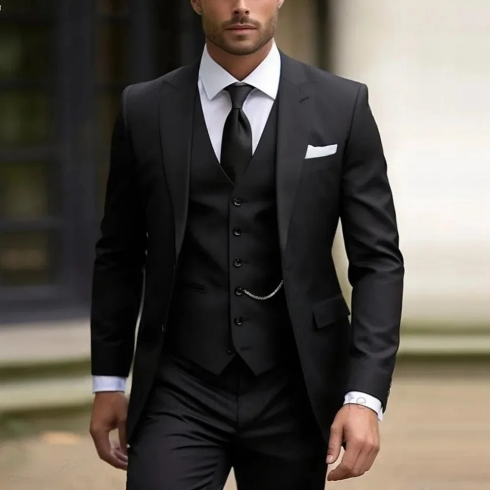 Men's 3-Piece Solid Suit Set Peak Lapel Blazer Jacket Vest Pants for Wedding Business Prom Tuxedo
Men's 3-Piece Solid Suit Set Peak Lapel Blazer Jacket Vest Pants for Wedding Business Prom Tuxedo