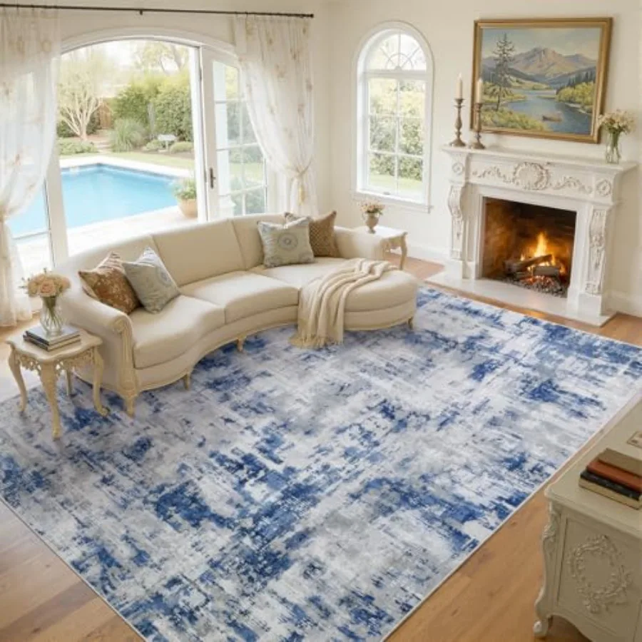 8x10 Area Rug for Living Room, Blue Grey Washable Modern Abstract Low Pile Soft Non-Slip Indoor Floor Carpet for Bedroom Dining
8x10 Area Rug for Living Room, Blue Grey Washable Modern Abstract Low Pile Soft Non-Slip Indoor Floor Carpet for Bedroom Dining