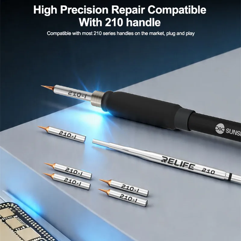 RELIFE 210 Replaceable Jumper Wire Soldering Iron Tip Set for Phone Motherboard Face ID Screen CPU Flex Cable Jumper Repairs
RELIFE 210 Replaceable Jumper Wire Soldering Iron Tip Set for Phone Motherboard Face ID Screen CPU Flex Cable Jumper Repairs