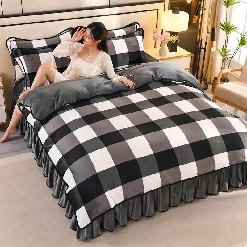 Thickened Milk Velvet Coral Fleece Four-Piece Set Winter Double-Sided Fleece Duvet Cover Flannel Bed Skirt Warm Velvet Four-P...
Thickened Milk Velvet Coral Fleece Four-Piece Set Winter Double-Sided Fleece Duvet Cover Flannel Bed Skirt Warm Velvet Four-P...