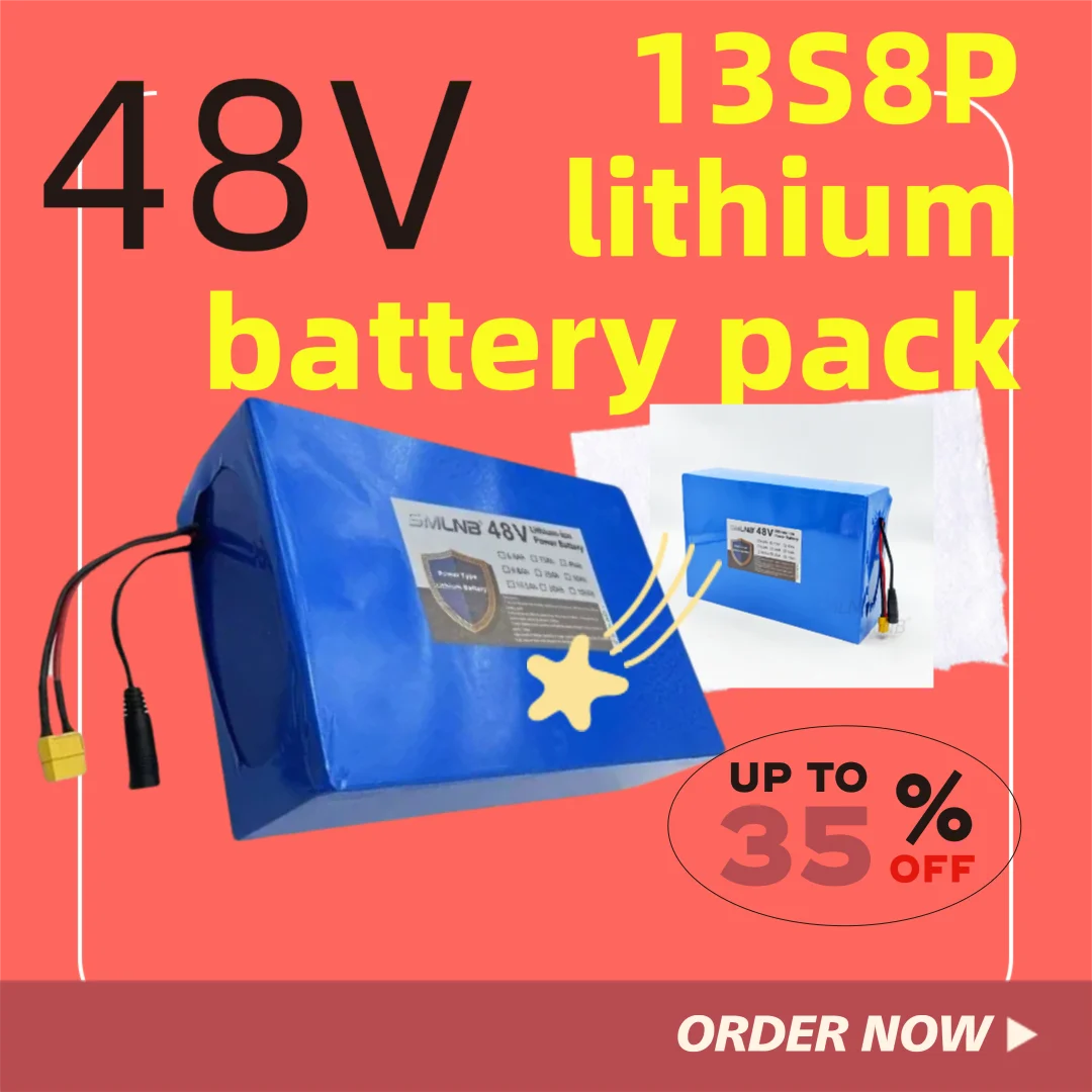 18650 13S8P 48V 30000mAh High Capacity Lithium Battery for Electric Bicycle 2000W 50A with BMS And 54.6V 2A Charger
18650 13S8P 48V 30000mAh High Capacity Lithium Battery for Electric Bicycle 2000W 50A with BMS And 54.6V 2A Charger