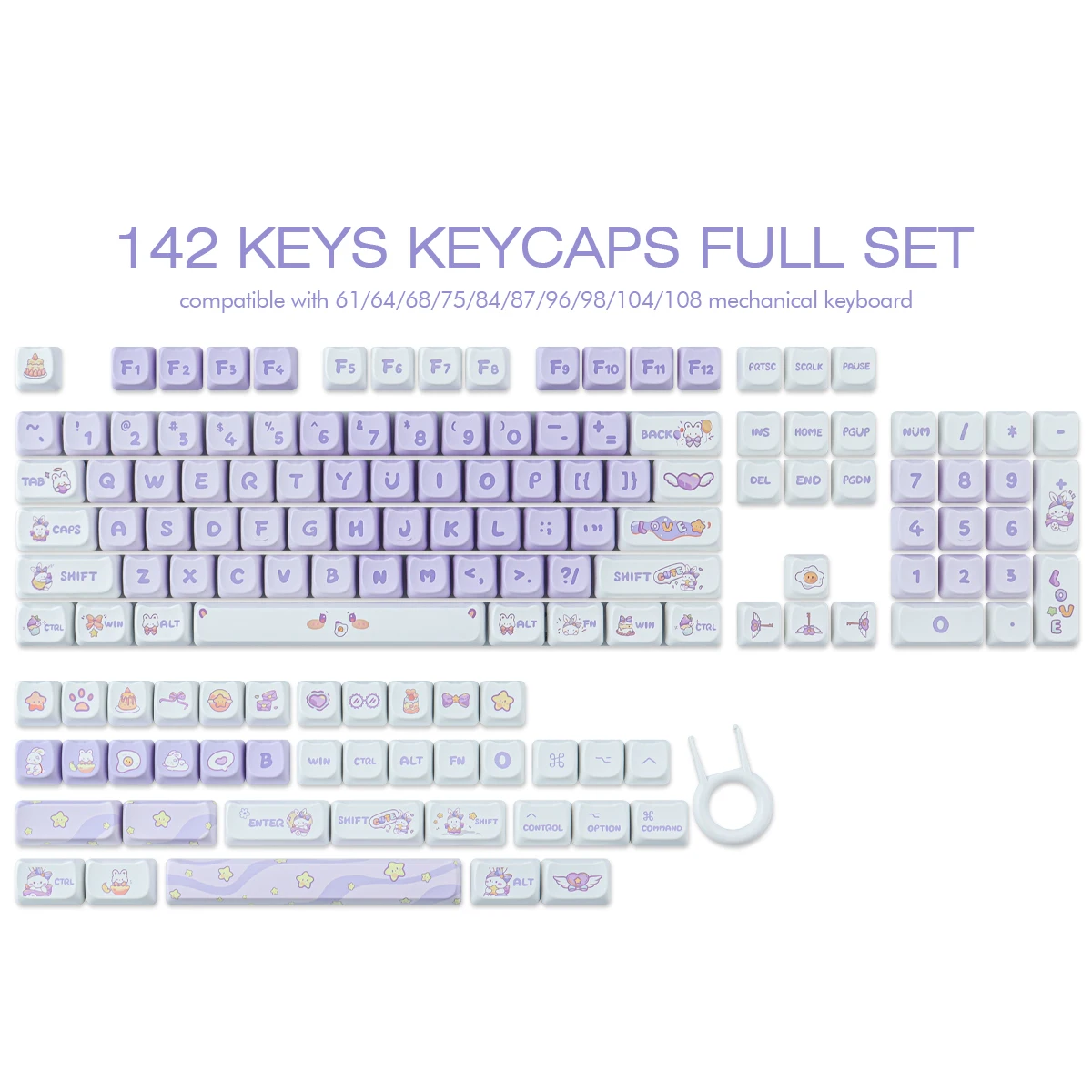 PBT Magic Rabbit Keycaps MAO Profile Purple Keycap Cute Cartoon Anime Rabbit 142 Key Cap for Gaming Mechanical Keyboard
PBT Magic Rabbit Keycaps MAO Profile Purple Keycap Cute Cartoon Anime Rabbit 142 Key Cap for Gaming Mechanical Keyboard