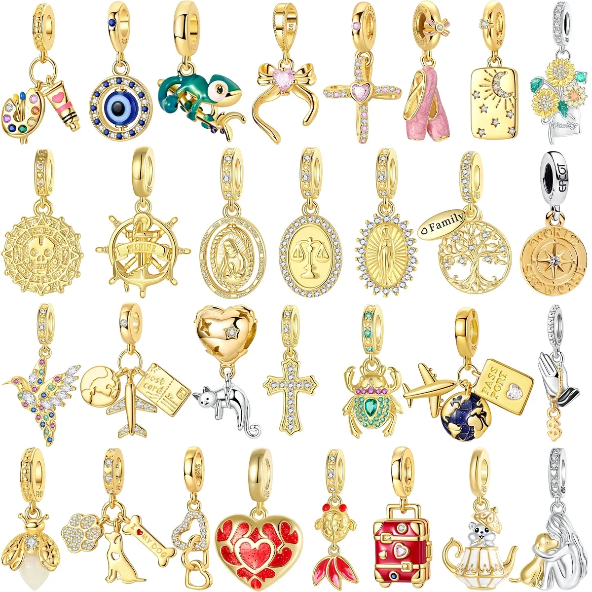 New Original 925 Sterling Silver Golden Charms Holy Mother Heart Animal Beads Pendants Fit Bracelet Necklace DIY Jewelry Gift
New Original 925 Sterling Silver Golden Charms Holy Mother Heart Animal Beads Pendants Fit Bracelet Necklace DIY Jewelry Gift