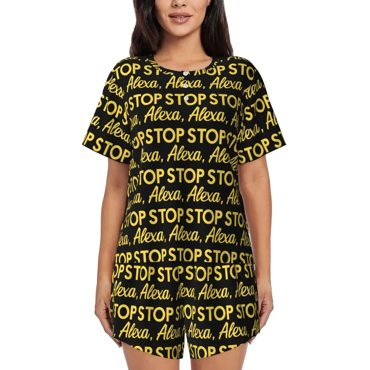 Alexa, Stop Solar Opposites Round Neck Short Sleeves Nightdress for Sleeping Sleepshirts Women Soft Pajama Set Short Pants
Alexa, Stop Solar Opposites Round Neck Short Sleeves Nightdress for Sleeping Sleepshirts Women Soft Pajama Set Short Pants