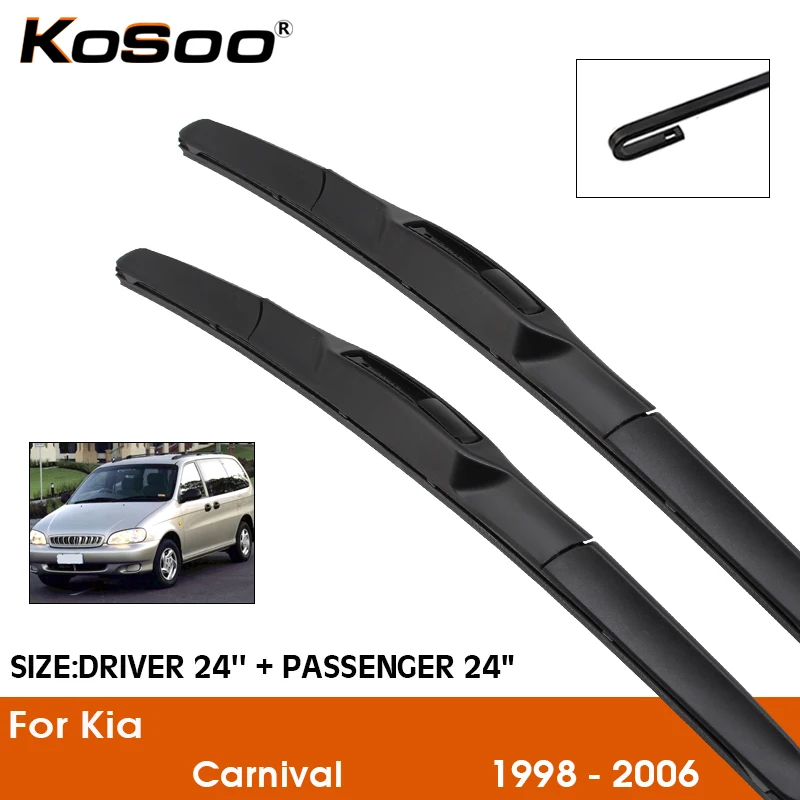 Car Wiper Blade For KIA Carnival 1998-2006 Windshield Rubber Silicon Refill Front Window Wiper 24"+24" LHD RHD Auto Accessories
Car Wiper Blade For KIA Carnival 1998-2006 Windshield Rubber Silicon Refill Front Window Wiper 24"+24" LHD RHD Auto Accessories
