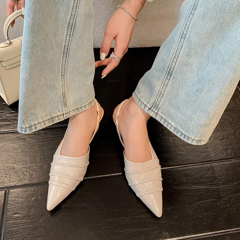 NEW Summer Women Sandals Genuine Leather Shoes for Women Pointed Toe Thin Heel Shoes Cover Toe Slingback Sandals Pleated Shoes
NEW Summer Women Sandals Genuine Leather Shoes for Women Pointed Toe Thin Heel Shoes Cover Toe Slingback Sandals Pleated Shoes
