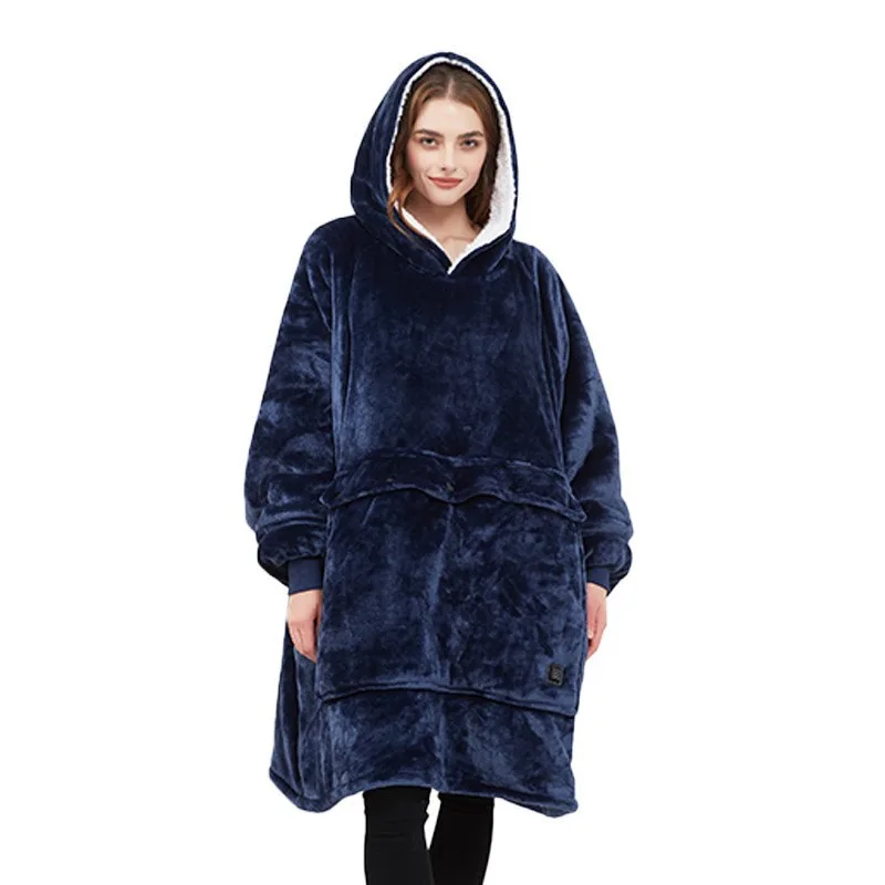 Hooded Sweatshirt Blanket Winter Wearable Blanket with Sleeves Pocket Oversized Sherpa Fleece Warm Thick Heating for Home
Hooded Sweatshirt Blanket Winter Wearable Blanket with Sleeves Pocket Oversized Sherpa Fleece Warm Thick Heating for Home