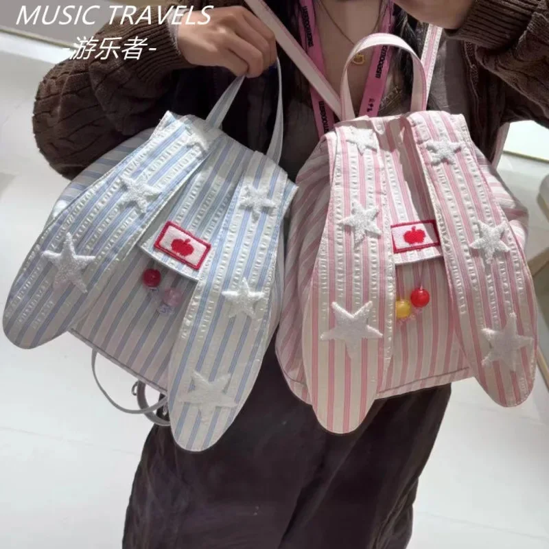 Y2K Rabbit Ear Striped Backpacks Korean Backpacks Sweet Playful Travel Zipper Canvas High Capacity Student 14 Inches Bag New
Y2K Rabbit Ear Striped Backpacks Korean Backpacks Sweet Playful Travel Zipper Canvas High Capacity Student 14 Inches Bag New