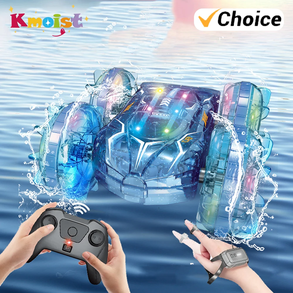 Amphibious RC Car Waterproof Stunt Vehicle Double-Sided Remote Control Car with Transparent Wheel Outdoor Beach Toys for Boys 
Amphibious RC Car Waterproof Stunt Vehicle Double-Sided Remote Control Car with Transparent Wheel Outdoor Beach Toys for Boys
