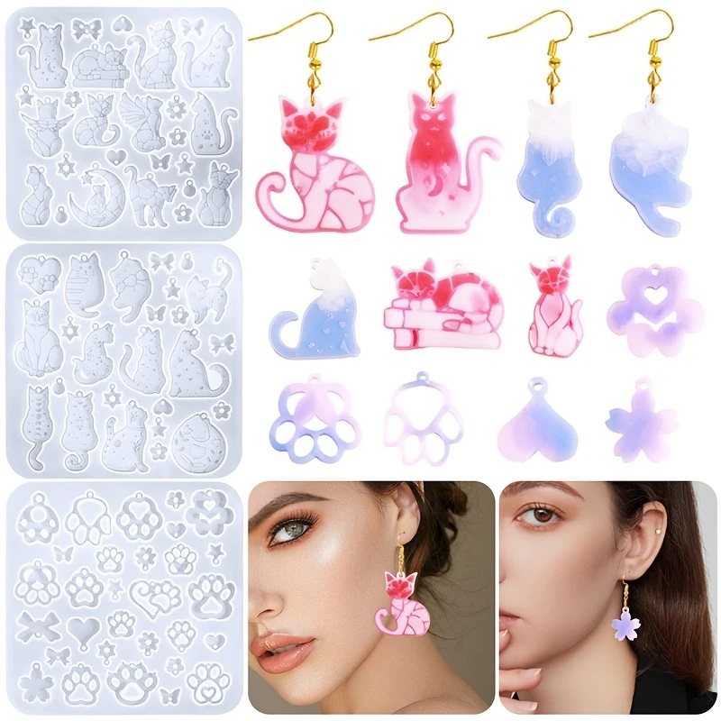 One Set3Cute cat-shaped jewelry resin mold - Suitable for crystal resin keychains、Necklace and pendant molds,and silicone earrin
One Set3Cute cat-shaped jewelry resin mold - Suitable for crystal resin keychains、Necklace and pendant molds,and silicone earrin