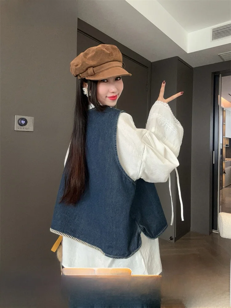 Retro Denim Jaet Women's Loose Svel Top Early Spring 2025 New Sle round Ne Single Button Closure
Retro Denim Jaet Women's Loose Svel Top Early Spring 2025 New Sle round Ne Single Button Closure