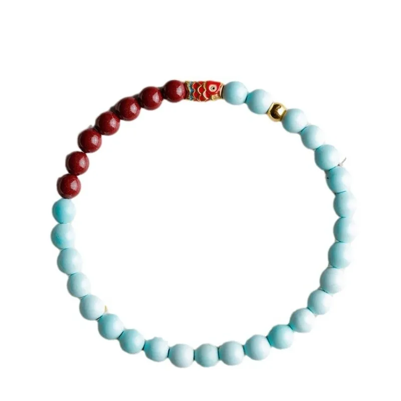 Natural Turquoise Cinnabar Jade Beaded Bracelet New Chinese Style Lucky Bracelet for Women with Koi Fortune Beads Gifts
Natural Turquoise Cinnabar Jade Beaded Bracelet New Chinese Style Lucky Bracelet for Women with Koi Fortune Beads Gifts