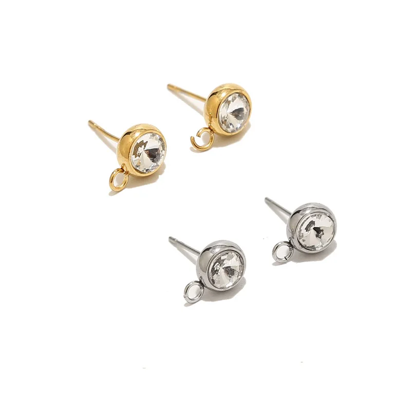 10pcs Stainless Steel Gold Stud Earring Components with Open Hole Clear Crystal Round Earring Posts for DIY Jewelry Making
10pcs Stainless Steel Gold Stud Earring Components with Open Hole Clear Crystal Round Earring Posts for DIY Jewelry Making