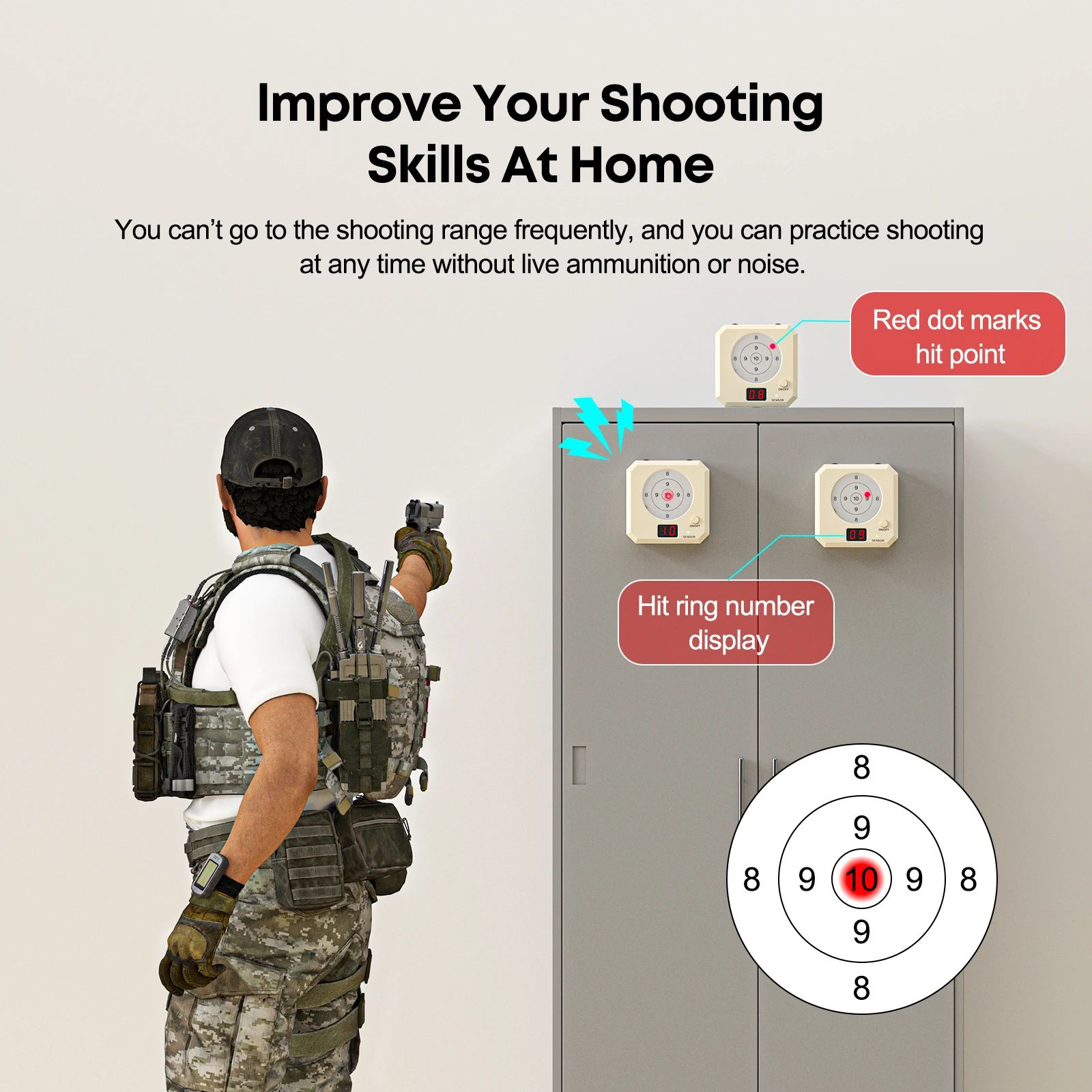 T2354 Laser Training System: Smart Sensing, Instant Scoring, Type-C, For Indoor & Outdoor.
T2354 Laser Training System: Smart Sensing, Instant Scoring, Type-C, For Indoor & Outdoor.