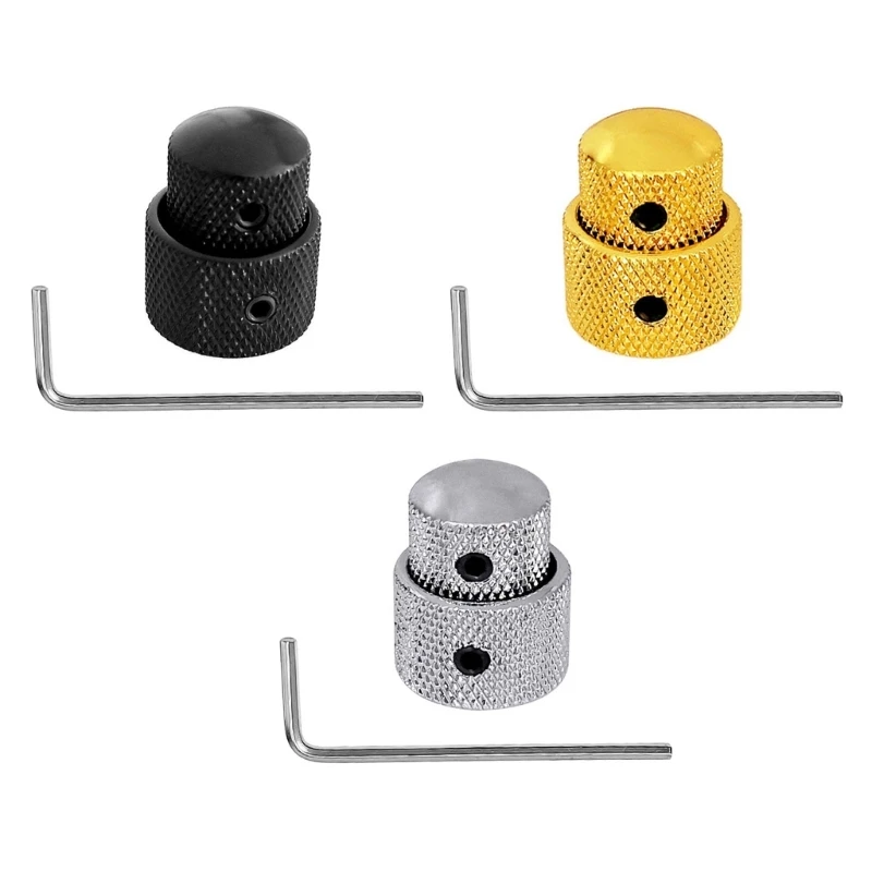 2 Pack Metal Guitar and Bass Control Knobs Metal Texture for Easy Replacement
