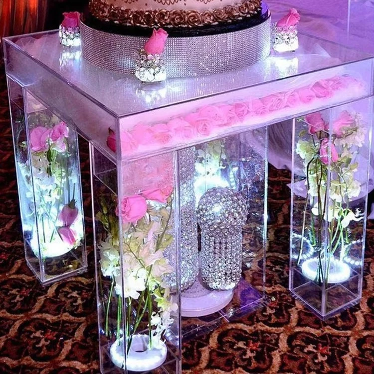 Flower design transparent acrylic dessert cake table for wedding decoration restaurant
Flower design transparent acrylic dessert cake table for wedding decoration restaurant