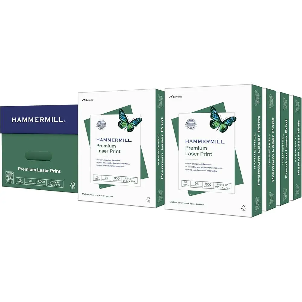 High-Quality 32 lb Laser Printer Paper, 8.5x11, 98 Bright, 4000 Sheets, US-Made
High-Quality 32 lb Laser Printer Paper, 8.5x11, 98 Bright, 4000 Sheets, US-Made