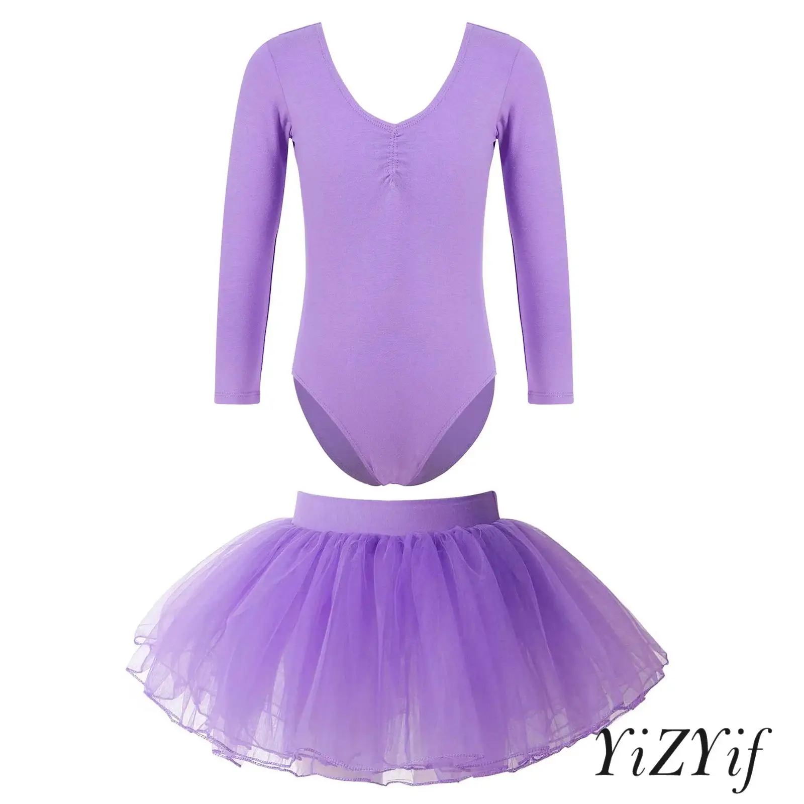 Kids Girls Ballet Dance Outfit Long Sleeve Solid Color Slim Fit Leotard with Four-Layer Tutu Mesh Skirt Stage Performance Wear 
Kids Girls Ballet Dance Outfit Long Sleeve Solid Color Slim Fit Leotard with Four-Layer Tutu Mesh Skirt Stage Performance Wear