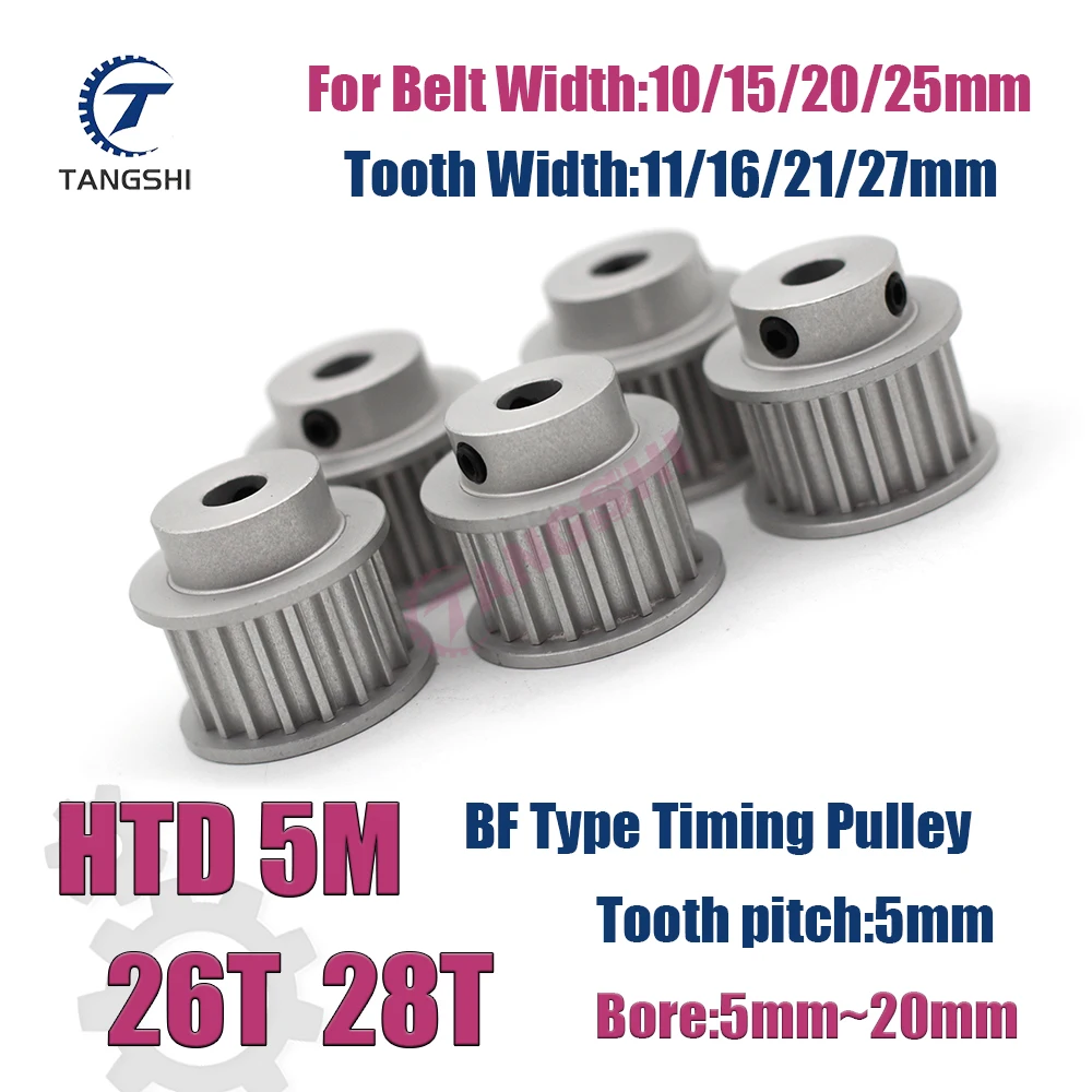 HTD 5M 26 Teeth 28 Teeth Synchronous Timing Pulley Bore 5mm to 20mm for Width 10/15/20/25mm Belt HTD 5M-26T 5M-28T Timing Pulley
HTD 5M 26 Teeth 28 Teeth Synchronous Timing Pulley Bore 5mm to 20mm for Width 10/15/20/25mm Belt HTD 5M-26T 5M-28T Timing Pulley