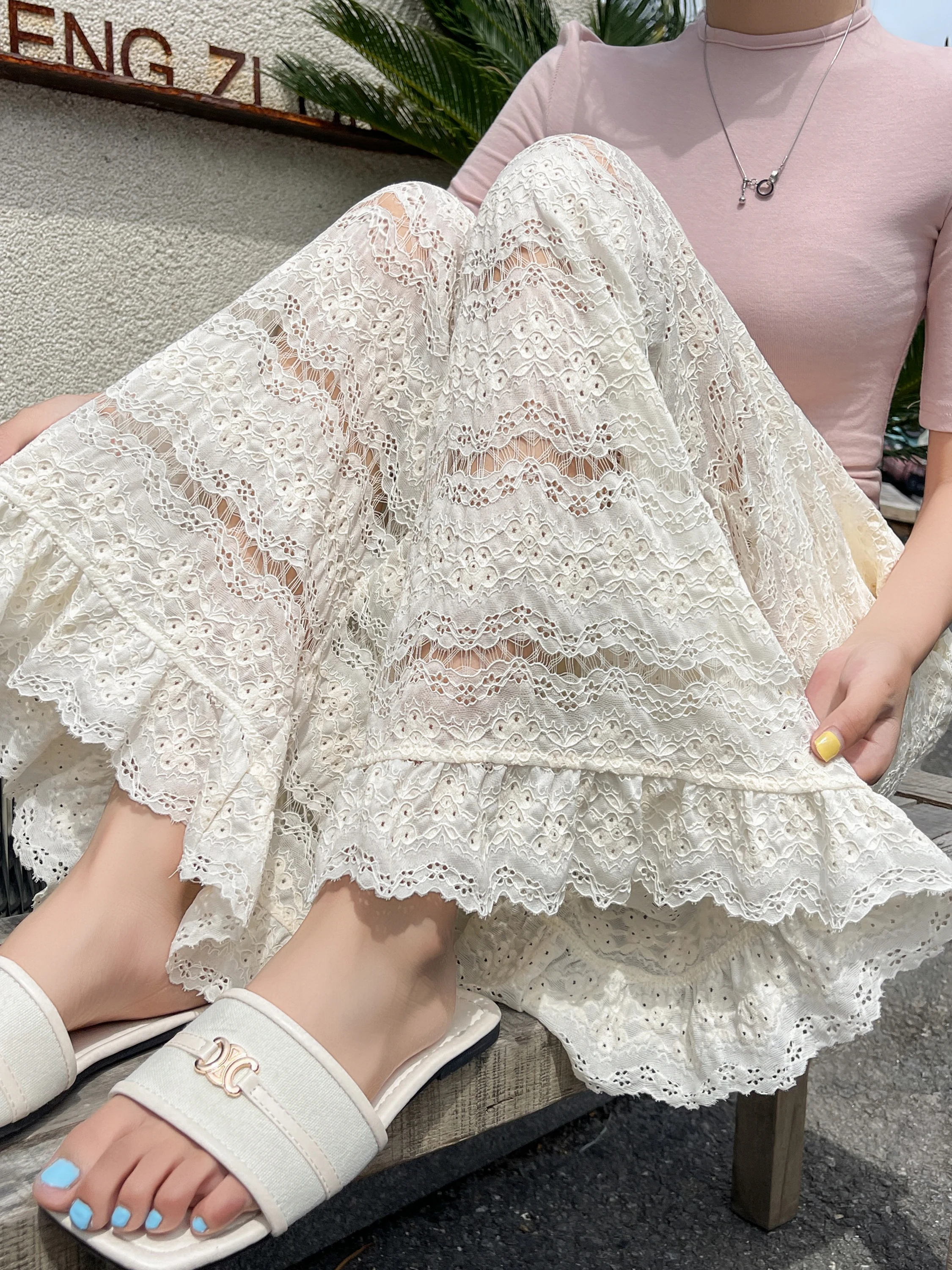 Lace Embroidery Hollow out Hem Wide Leg Pants Women Summer Small Size Loose Drapey Casual Thin Wide Leg Skirt Pants
Lace Embroidery Hollow out Hem Wide Leg Pants Women Summer Small Size Loose Drapey Casual Thin Wide Leg Skirt Pants