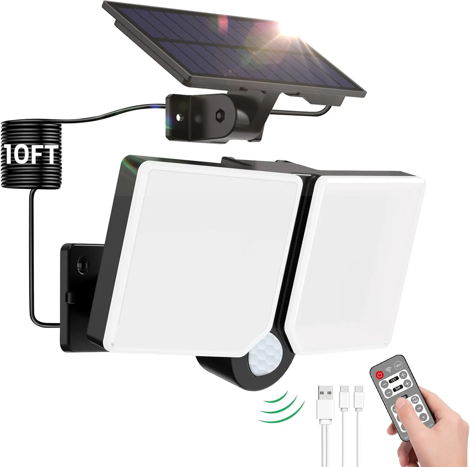 Solar Flood Lights Outdoor with Motion Sensor, Dimmable 3000K-6500K, Waterproof, Remote Control, 3 Modes, Solar Powered Security
Solar Flood Lights Outdoor with Motion Sensor, Dimmable 3000K-6500K, Waterproof, Remote Control, 3 Modes, Solar Powered Security