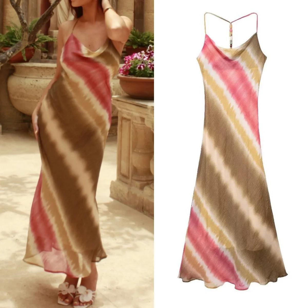 TRA Women's Retro Tie-Dye Long Dress Women's Halter Slim Fit Swing Neck Sleeveless Sexy Elegant Midi Dress 2024 Summer
TRA Women's Retro Tie-Dye Long Dress Women's Halter Slim Fit Swing Neck Sleeveless Sexy Elegant Midi Dress 2024 Summer