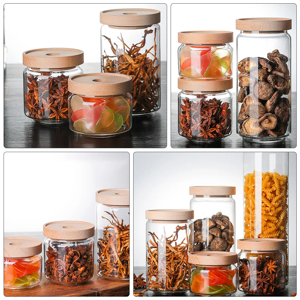 Wooden Lid Glass Storage Jars Sealed Canisters Food Containers Canisters Proper Size Easy Hold
Wooden Lid Glass Storage Jars Sealed Canisters Food Containers Canisters Proper Size Easy Hold